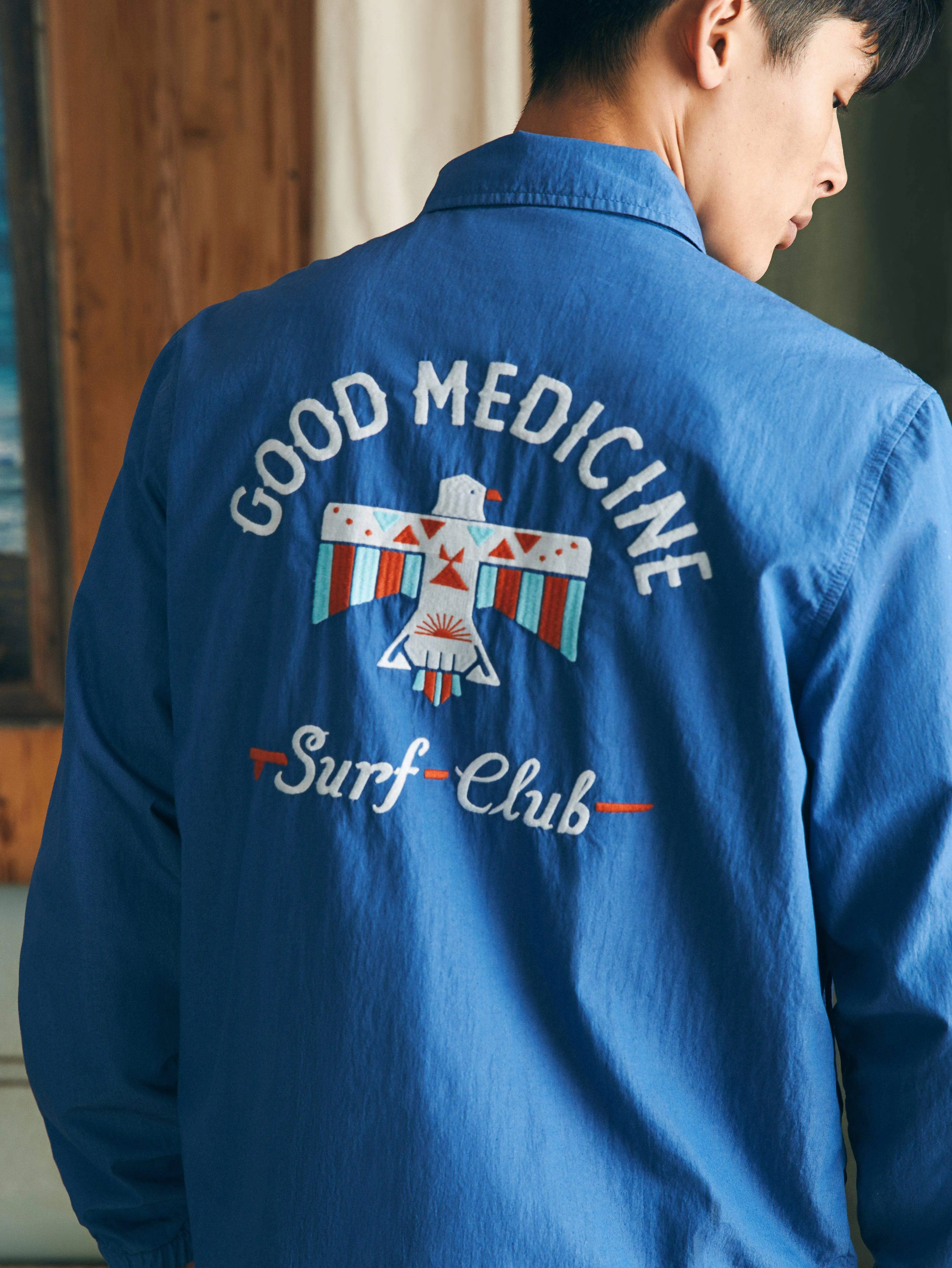 Steven Paul Judd Good Medicine Sunwashed Coaches Jacket - Marine Blue