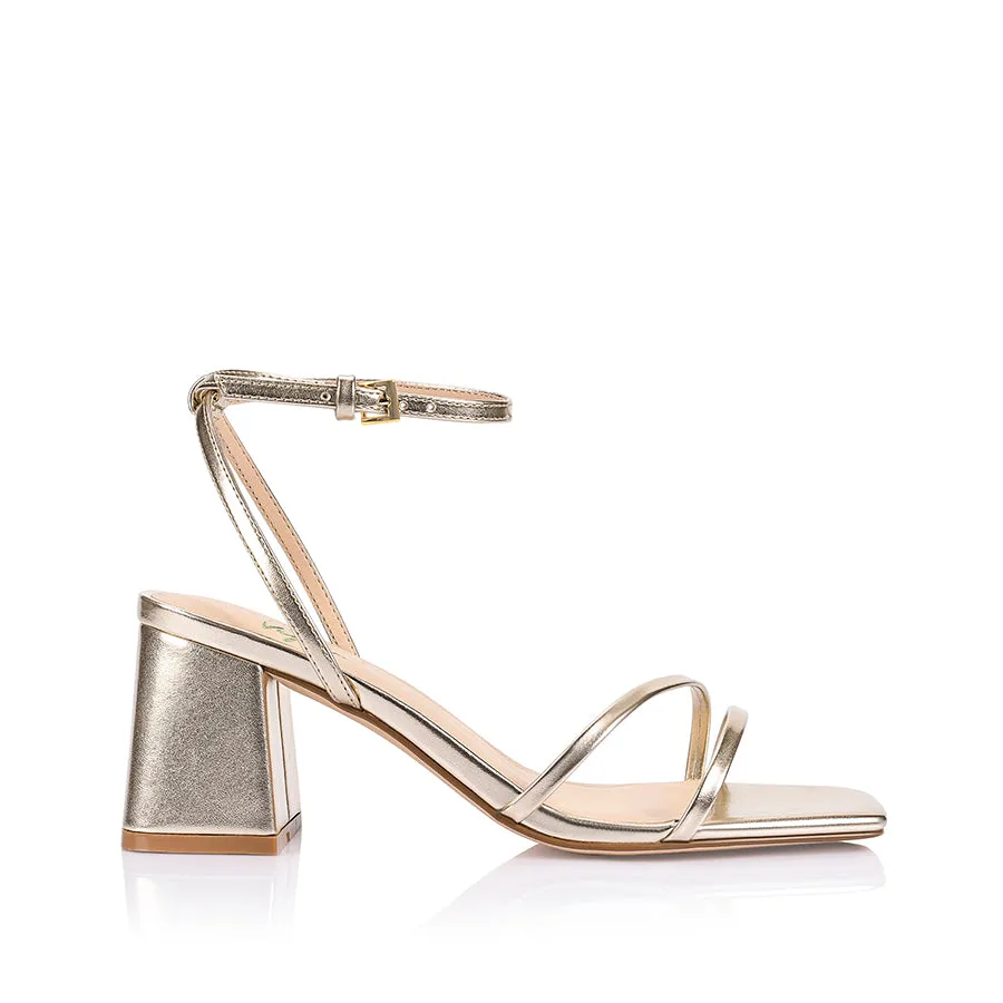 Stevie Block Heel Sandals - Champagne Gold