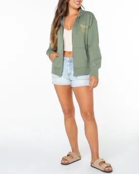 Sweet Rhythm Zip Up Hoodie - Agave Green