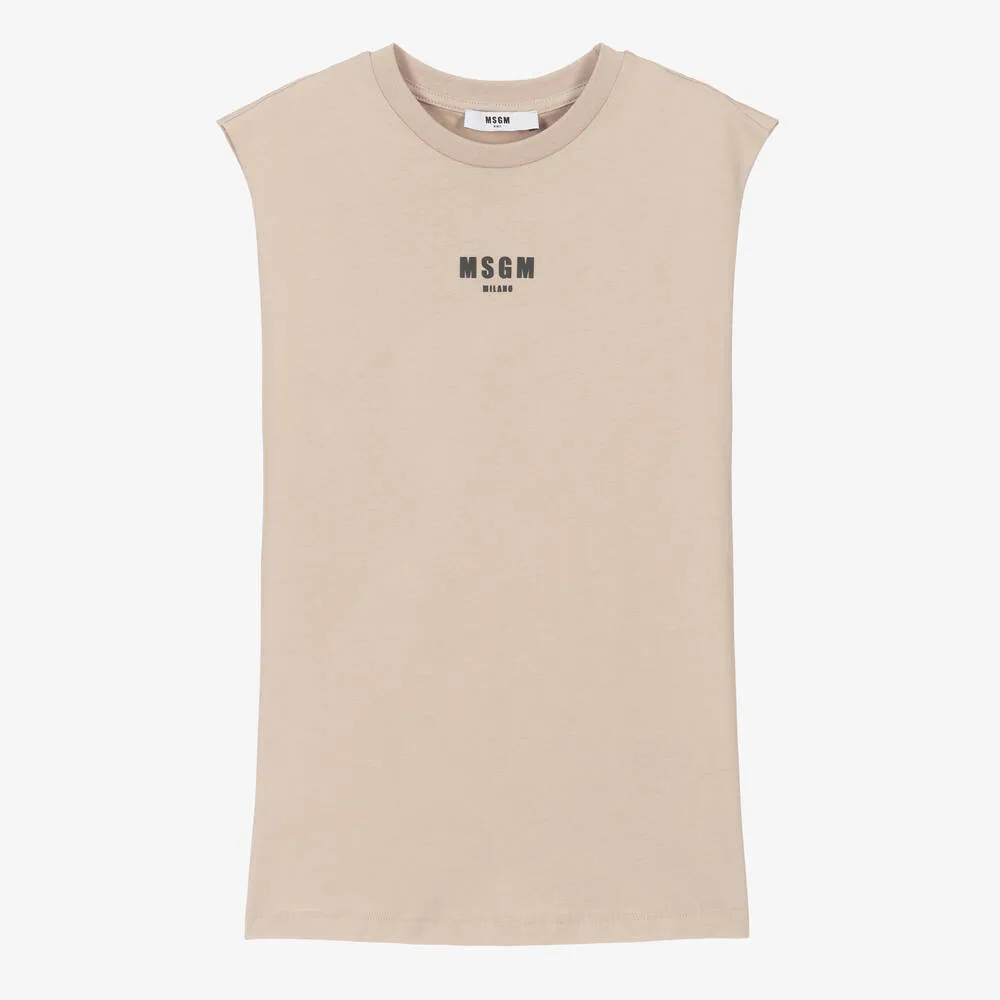 Teen Boys Beige Cotton Sleeveless Top