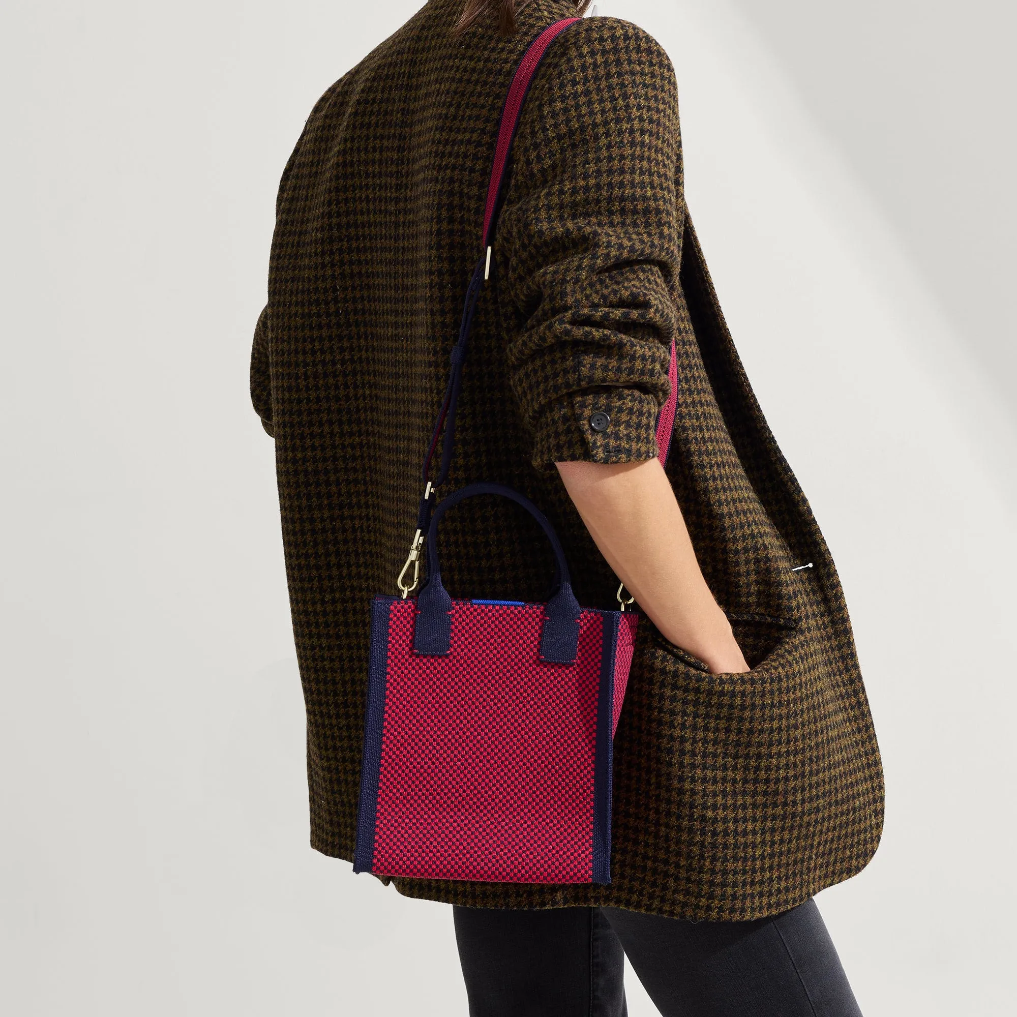 The Petite Classic Tote in Cherry Micro Check