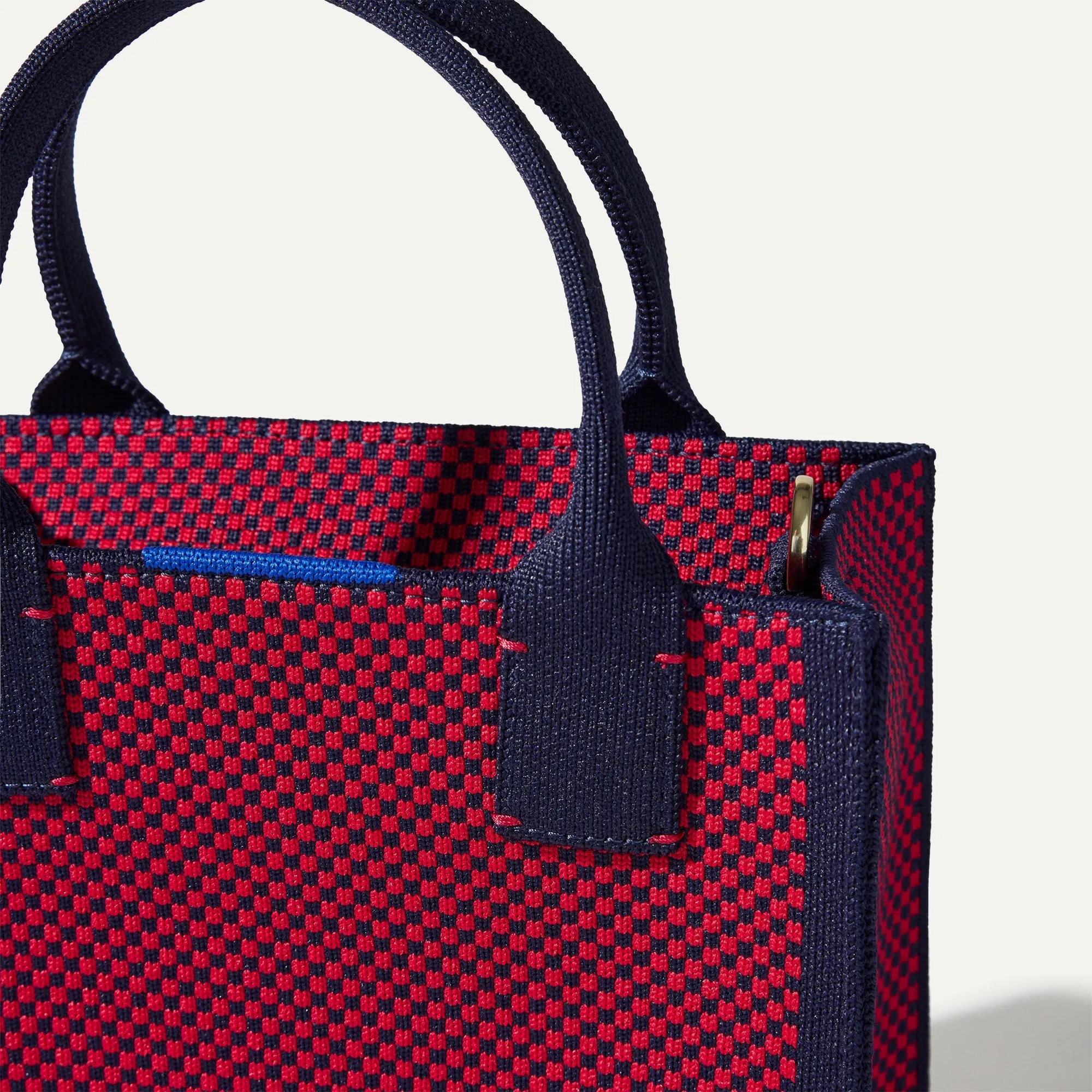 The Petite Classic Tote in Cherry Micro Check