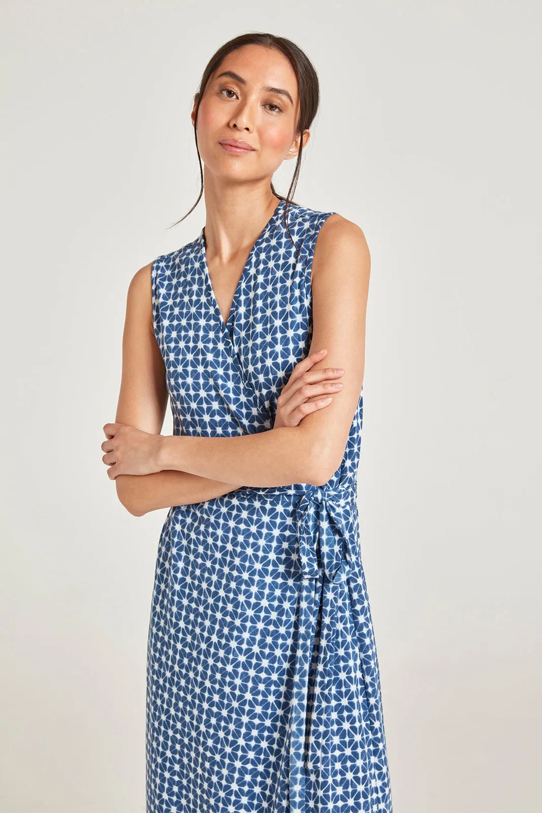 Thought Clementine Organic Cotton Jersey Wrap Dress | Navy