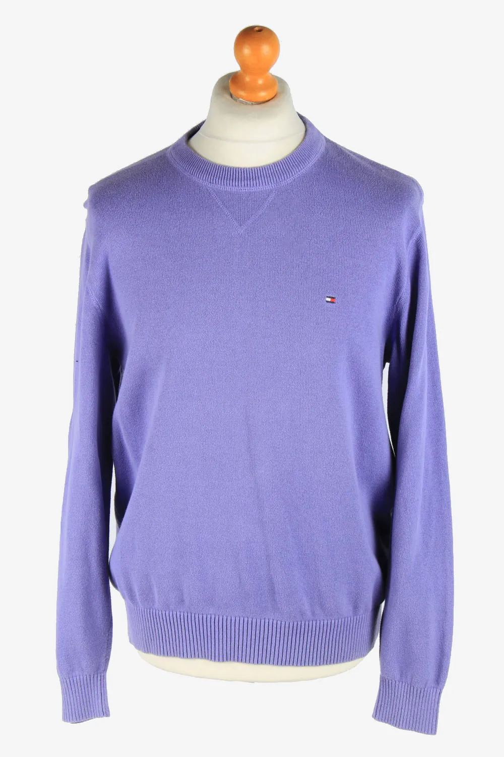 Tommy Hilfiger Crew Neck Jumper Pullover 90s Purple L - Pepper Tree London