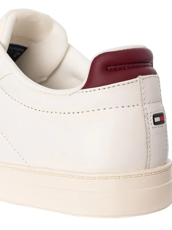 Tommy Hilfiger Icon Court Leather Stripes Trainers - Ancient White/Rouge