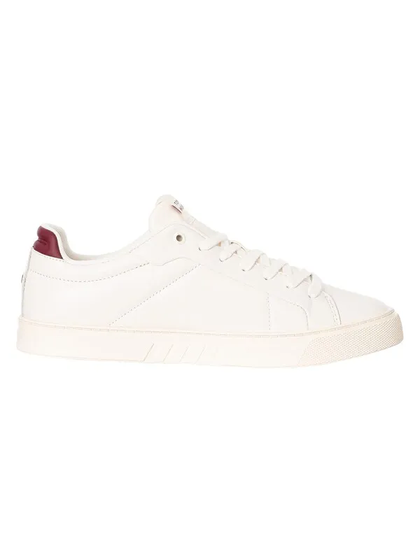 Tommy Hilfiger Icon Court Leather Stripes Trainers - Ancient White/Rouge