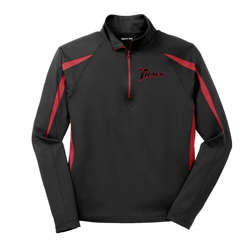 Track Black Red Coolwick Sport-Wick Stretch 1/2-Zip Colorblock Pullover