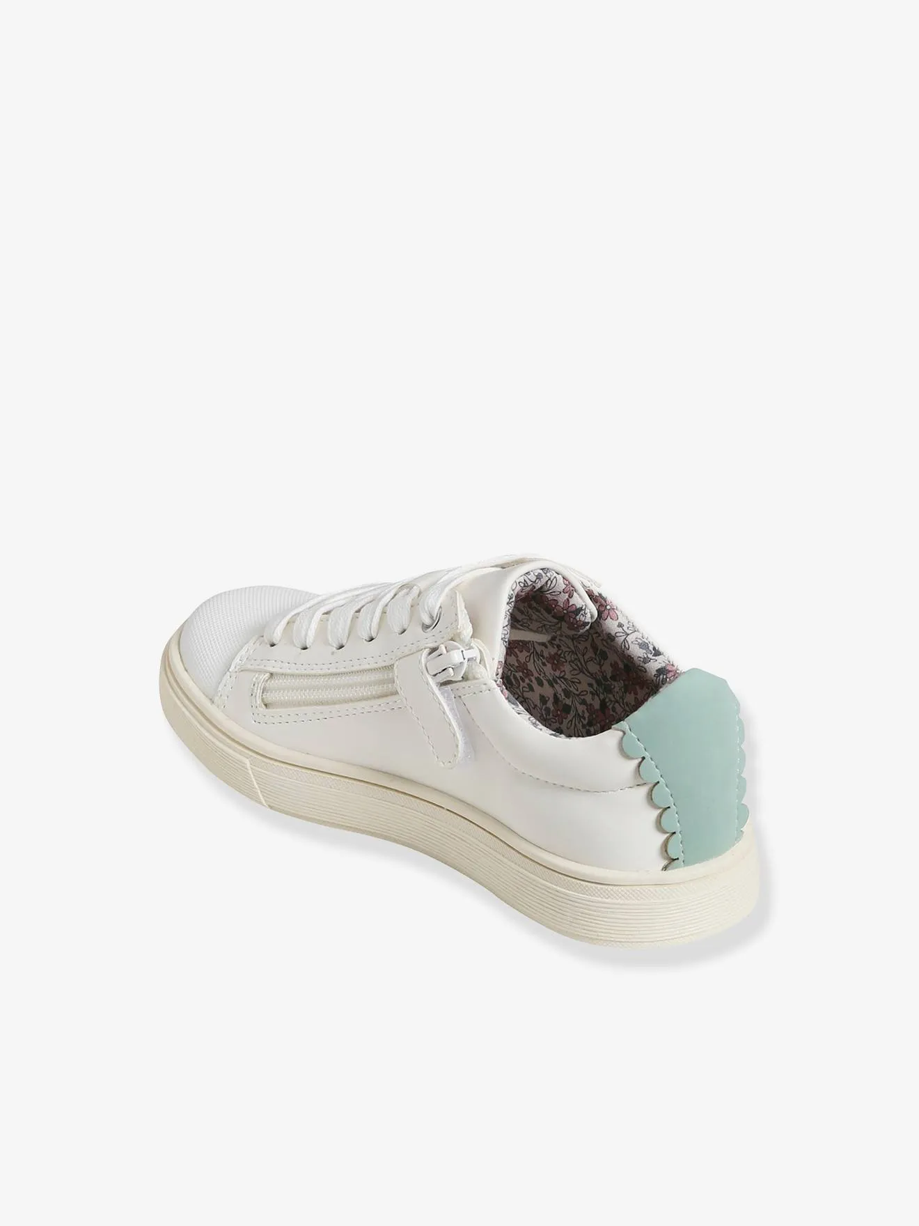 Trainers with Laces & Zip, for Girls - white light solid