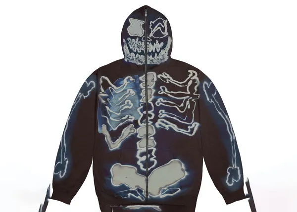 Travis Scott Cactus Jack For Fragment Skeleton Graffiti Full Zip Hoodie Multi