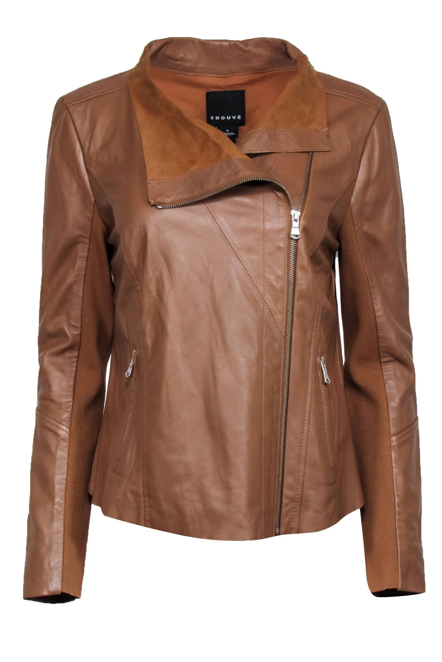 Trouve - Tan Leather Draped Jacket w/ Zipper Back Sz M