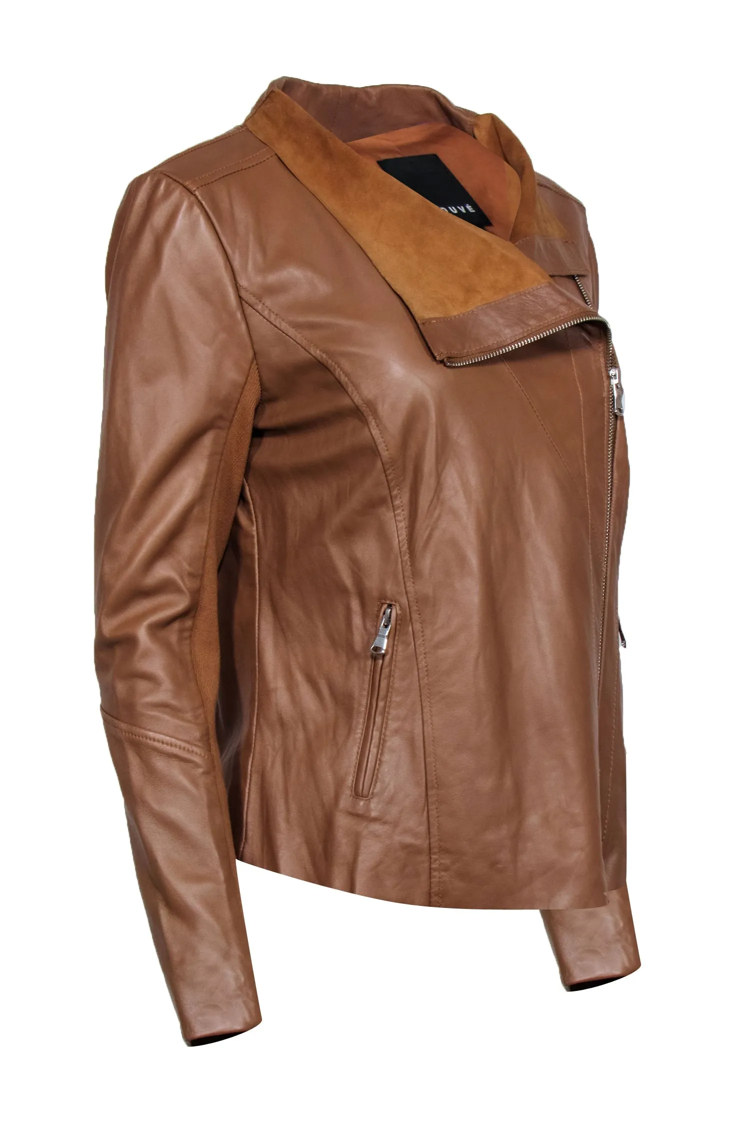 Trouve - Tan Leather Draped Jacket w/ Zipper Back Sz M