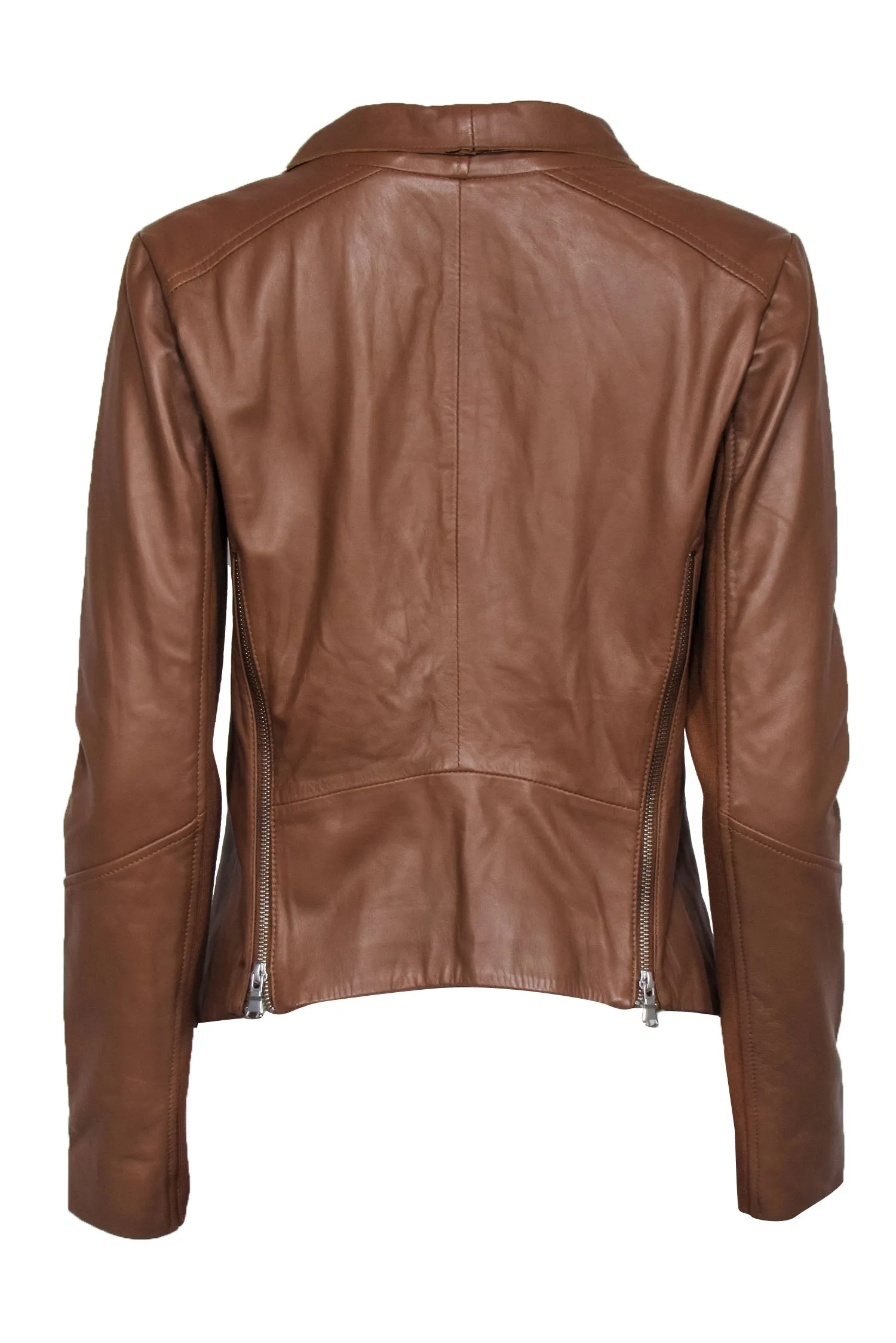 Trouve - Tan Leather Draped Jacket w/ Zipper Back Sz M