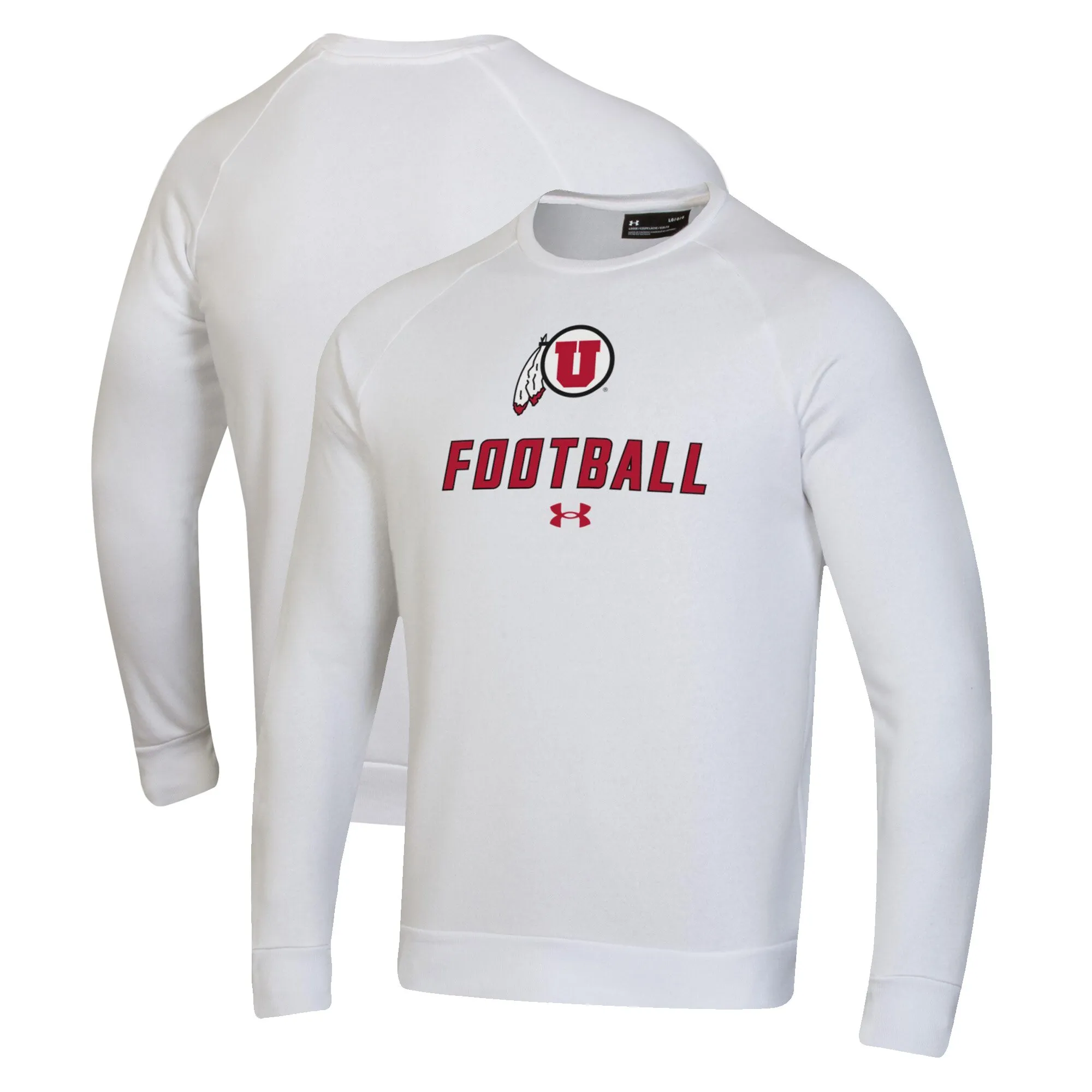 Under Armour  Utah Utes White Football Rival Fleece Raglan Pullover Sweatshirt