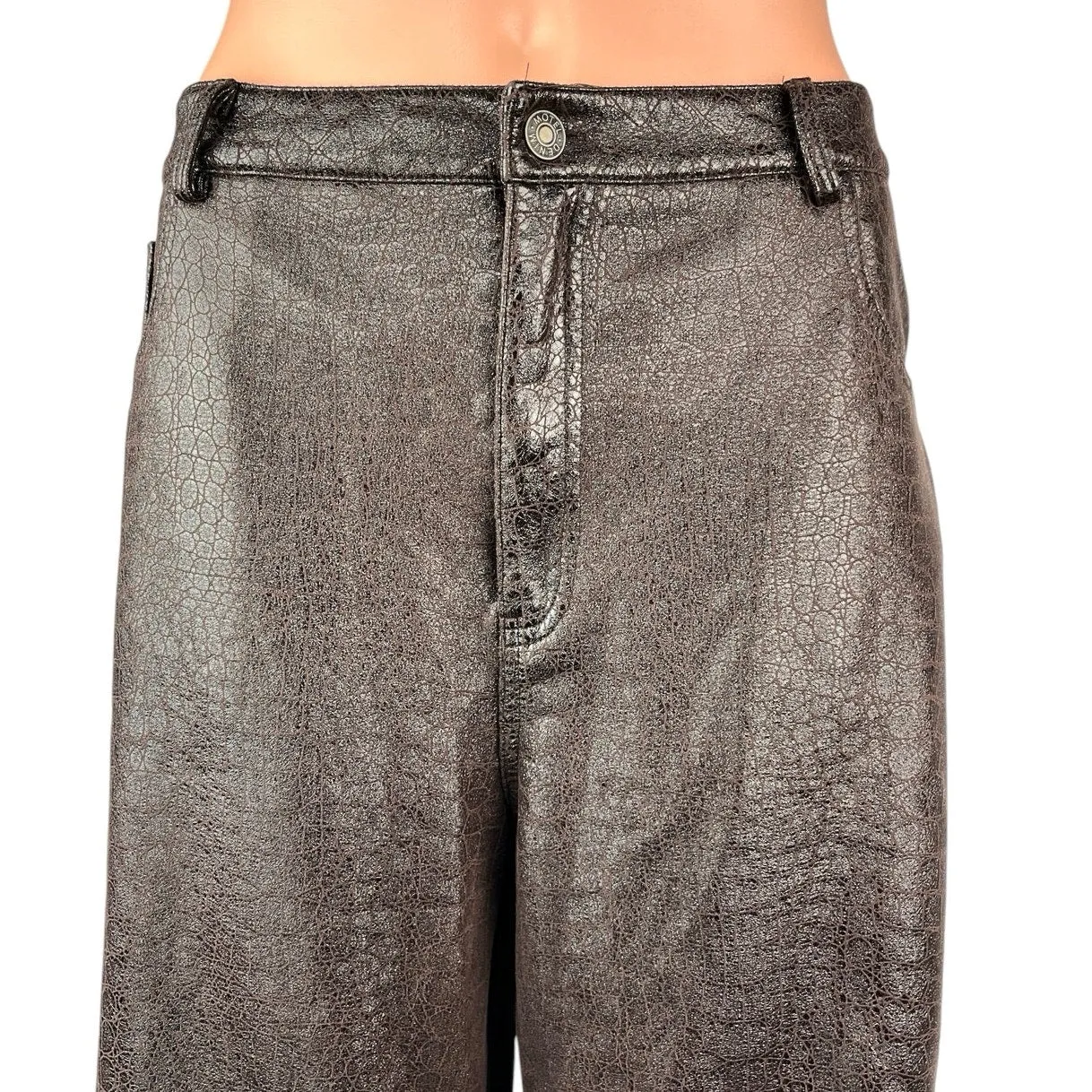 Urban Outfitters Women's Brown Snakeskin Leather Wide Leg High Waist Pants 12