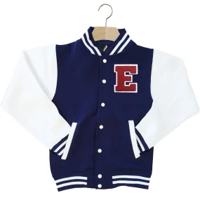 VARSITY BASEBALL JACKET UNISEX PERSONALISED WITH GENUINE US COLLEGE LETTER E