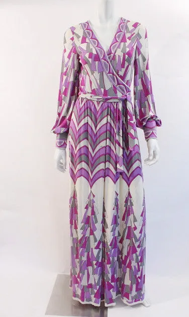 Vintage 70's EMILIO PUCCI Silk Maxi Wrap Dress