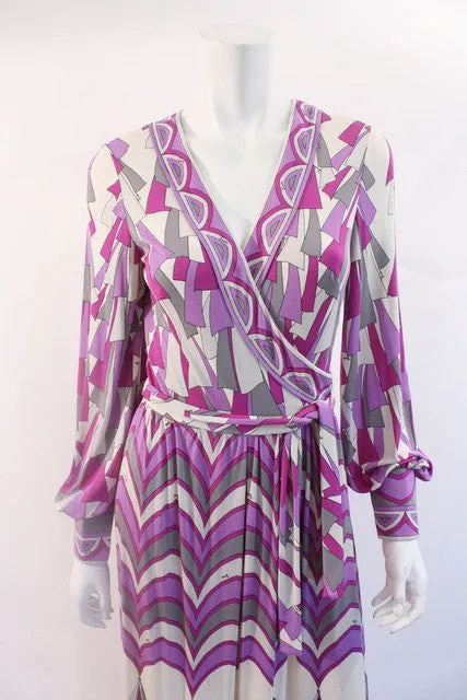 Vintage 70's EMILIO PUCCI Silk Maxi Wrap Dress