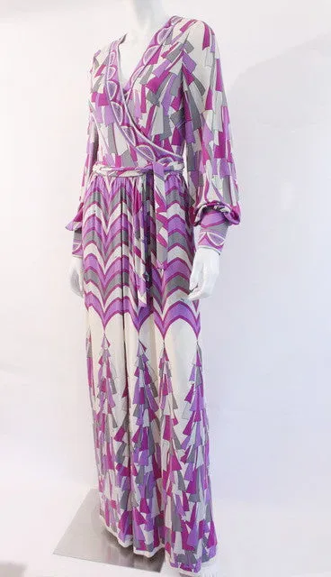 Vintage 70's EMILIO PUCCI Silk Maxi Wrap Dress