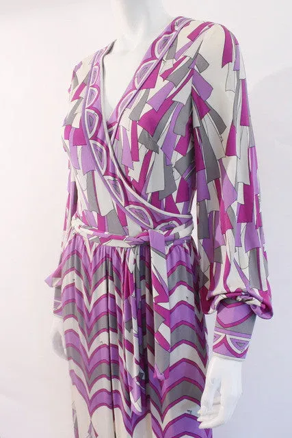 Vintage 70's EMILIO PUCCI Silk Maxi Wrap Dress