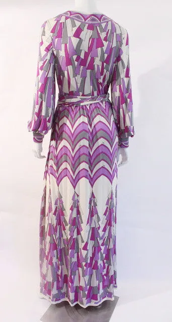 Vintage 70's EMILIO PUCCI Silk Maxi Wrap Dress