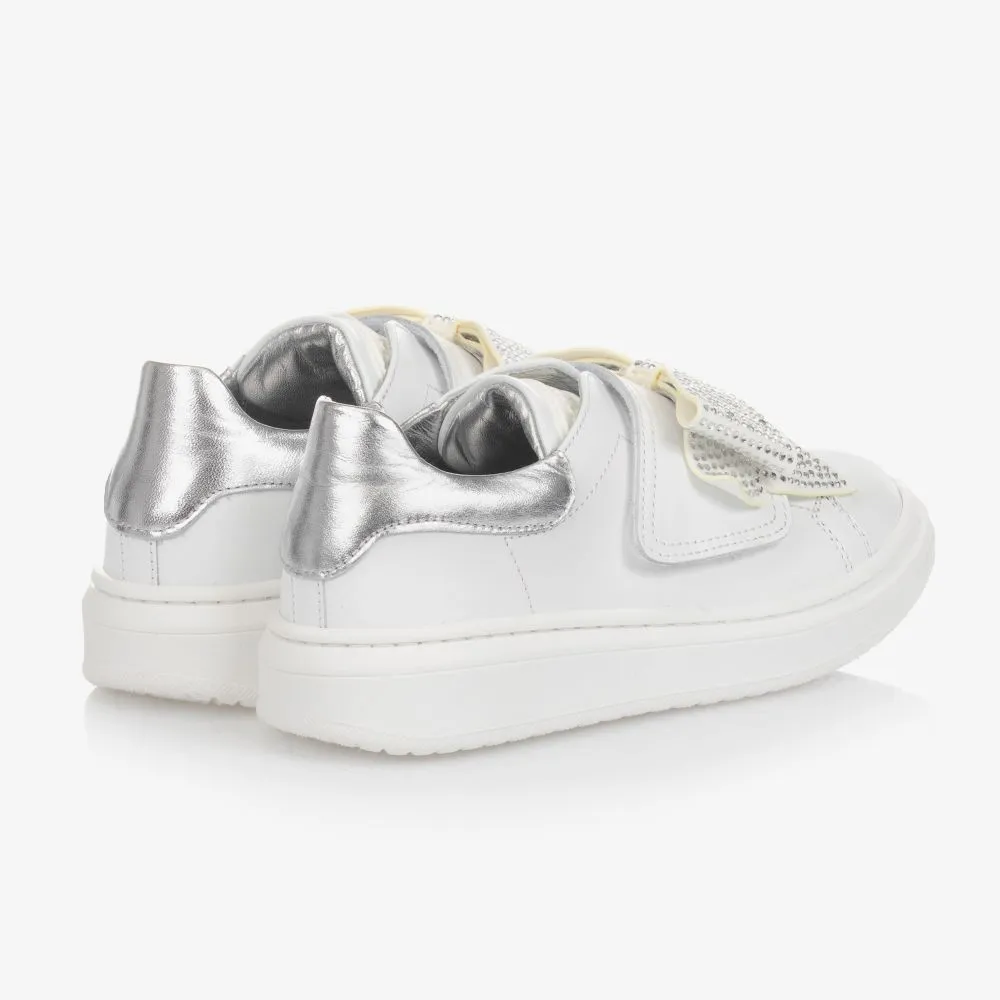 White Crystal Bow Trainers