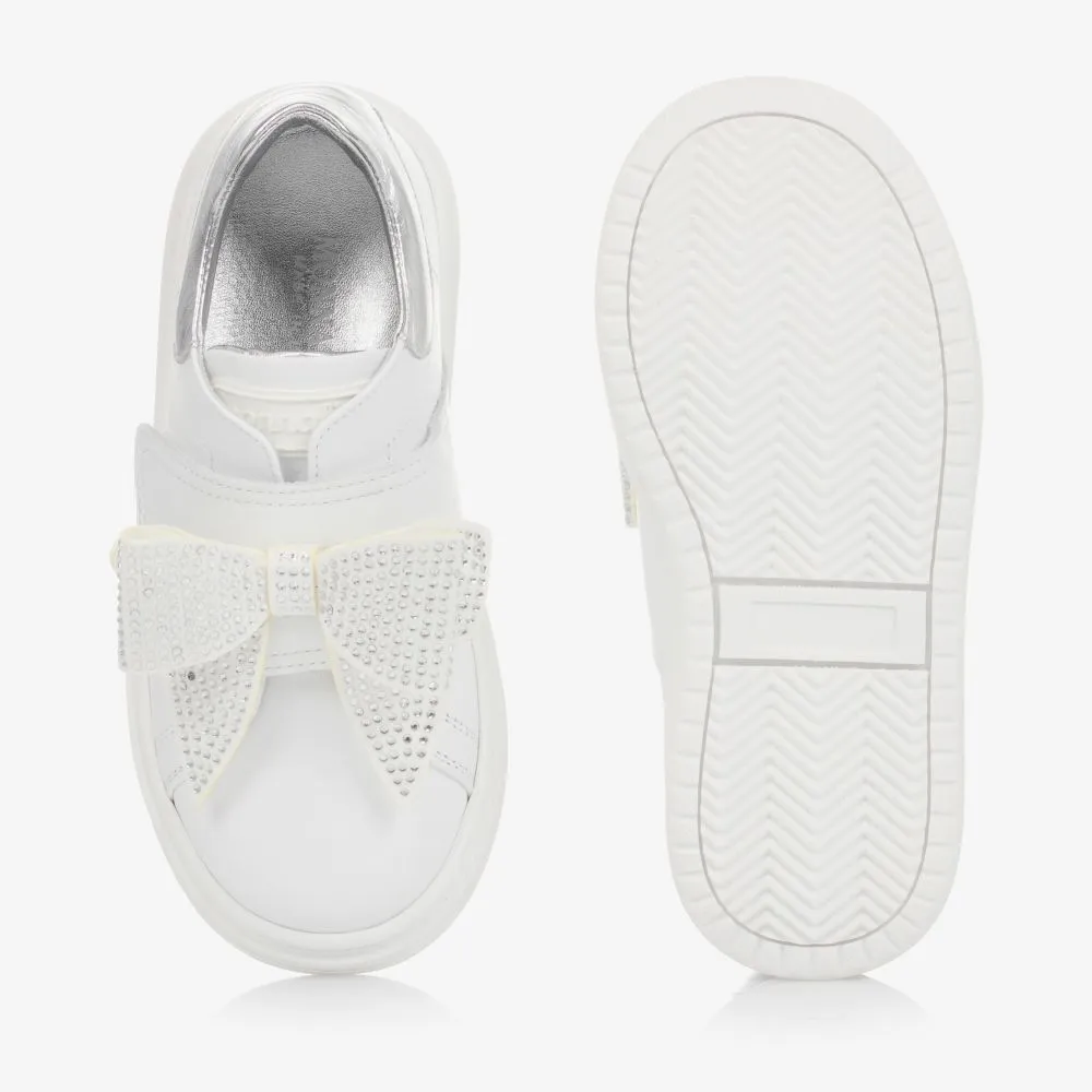 White Crystal Bow Trainers