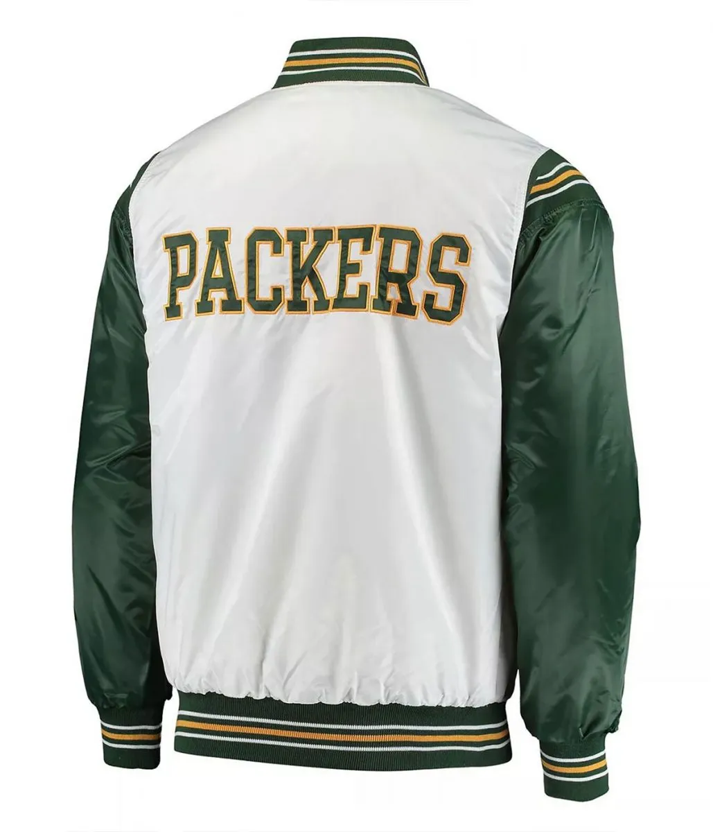 White/Green Green Bay Packers Historic Renegade Satin Jacket