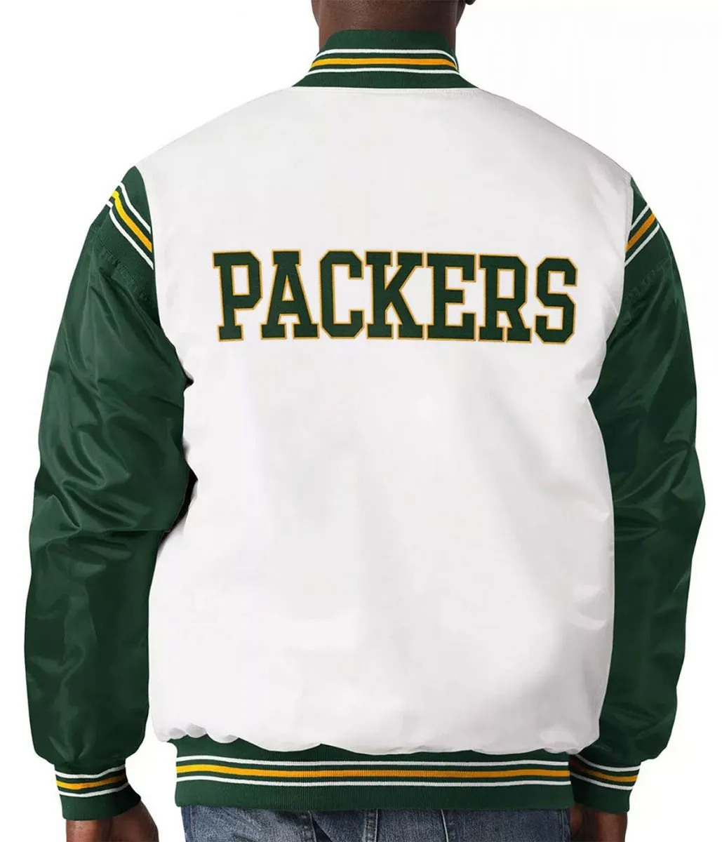 White/Green Green Bay Packers Historic Renegade Satin Jacket