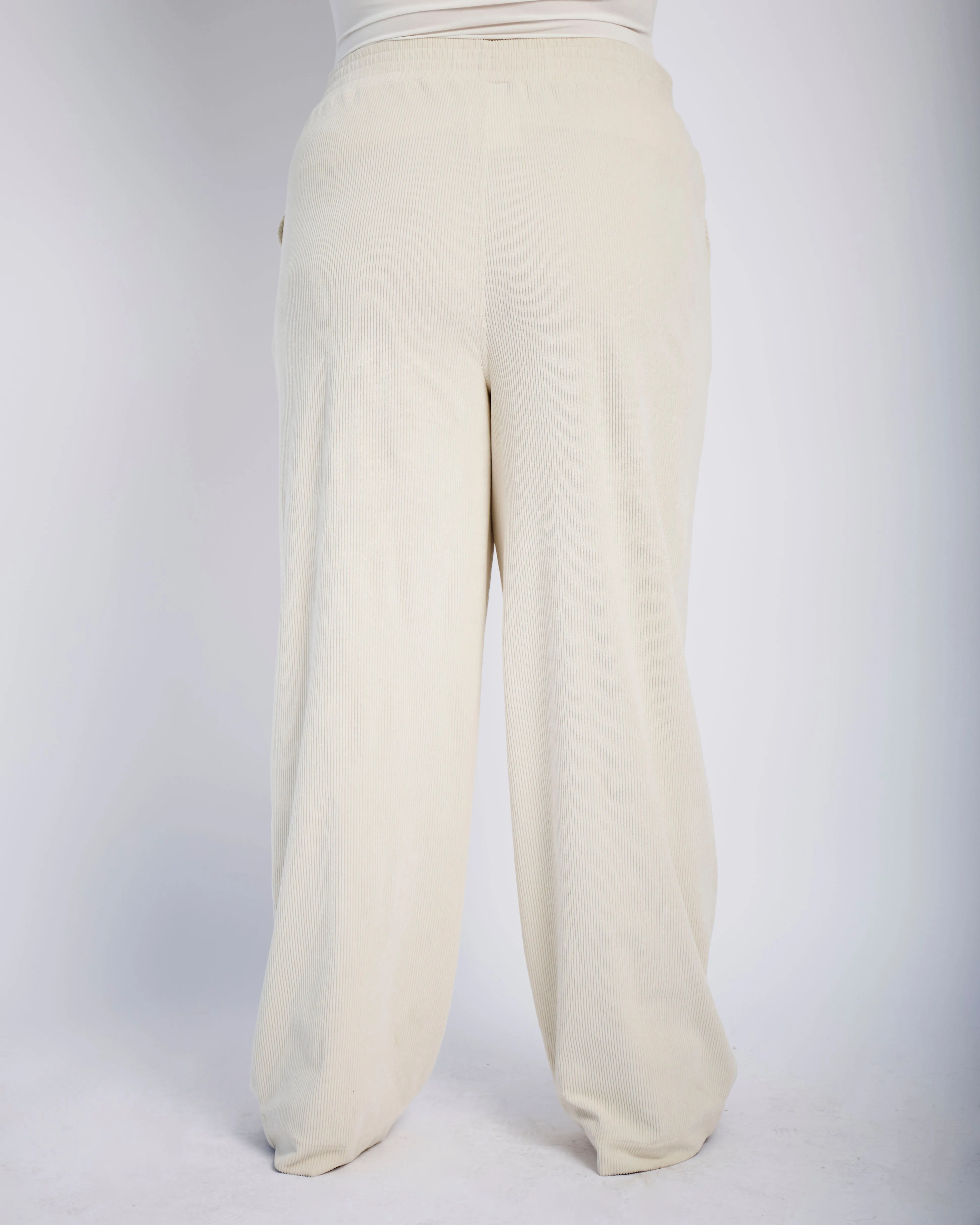 Wide Leg Cord Pants in Bone