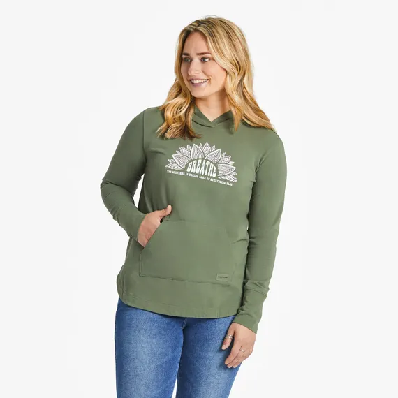 Women's Groovy Breathe Sun Crusher-FLEX Hoodie Tunic - Dark Moss Green - 115220