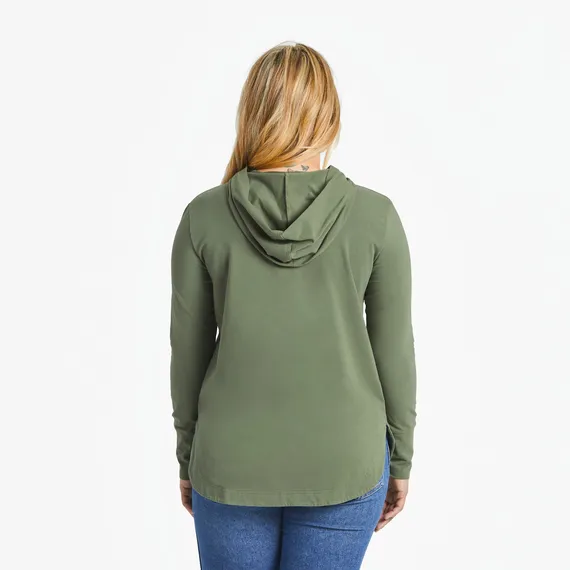 Women's Groovy Breathe Sun Crusher-FLEX Hoodie Tunic - Dark Moss Green - 115220