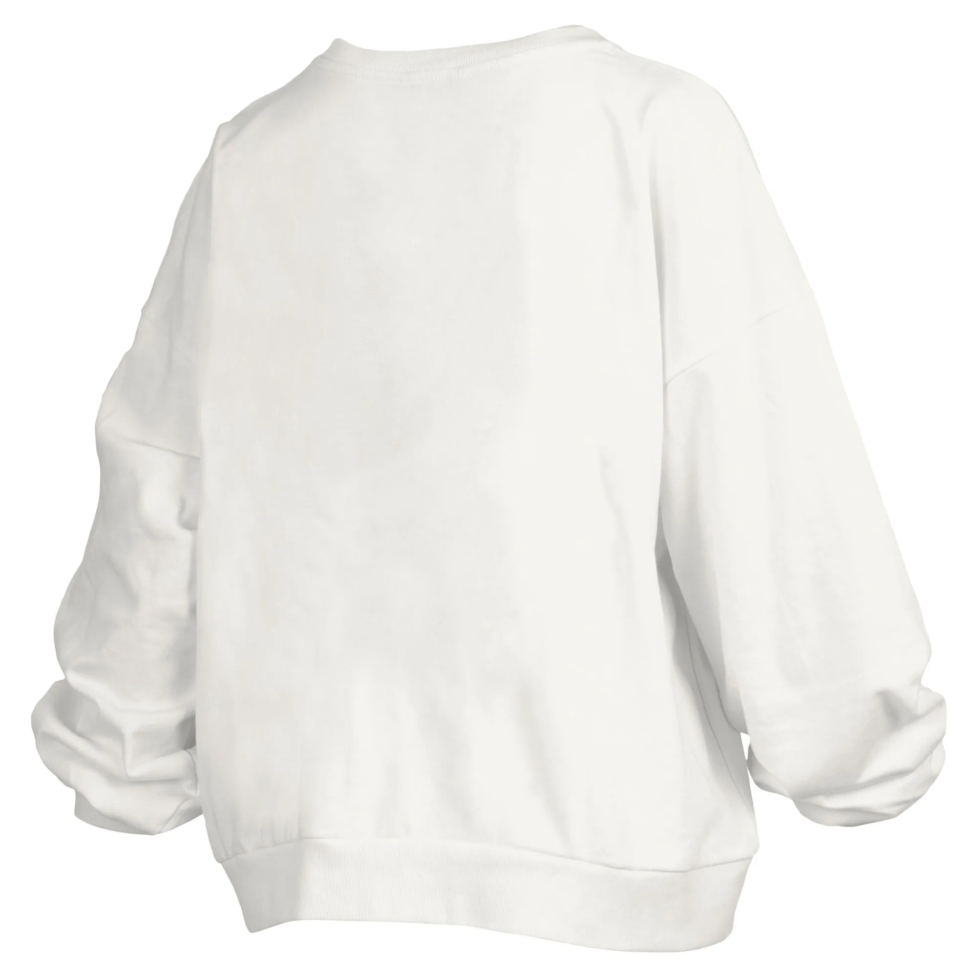 Women's Pressbox White Arkansas Razorbacks Janice Retro Logo Oversized Pullover Sweatshirt