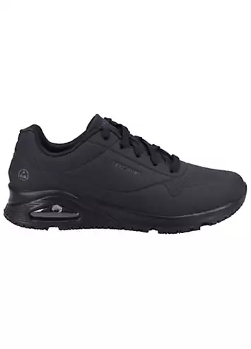 Work Relaxed Fit Ladies Black Slip Resistant Uno SR Trainers by Skechers | Look Again