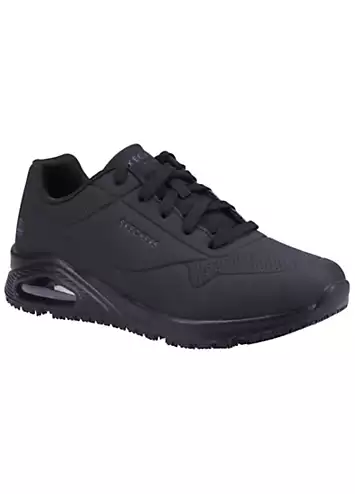 Work Relaxed Fit Ladies Black Slip Resistant Uno SR Trainers by Skechers | Look Again