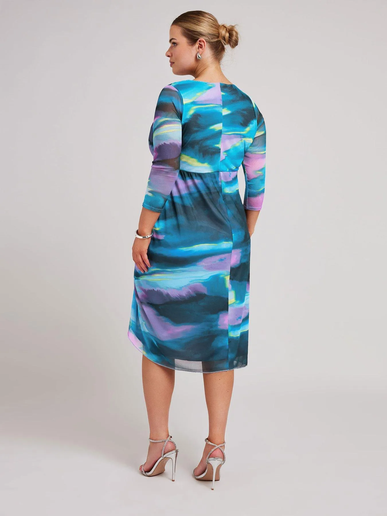 Yours Curve Abstract Wrap Gathered Skirt Dress - Multi