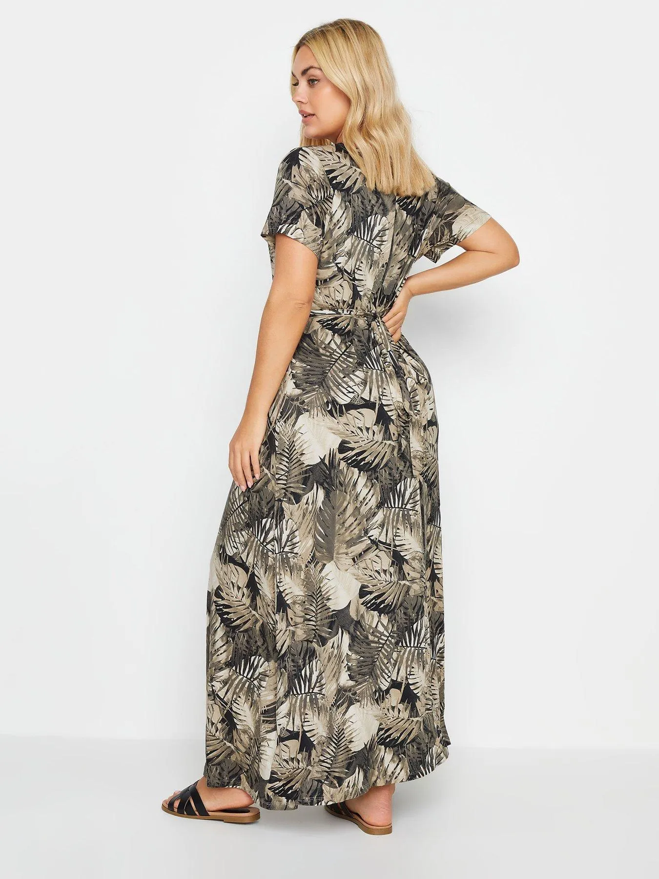 Yours Curve Leaf Print Wrap Maxi Dress