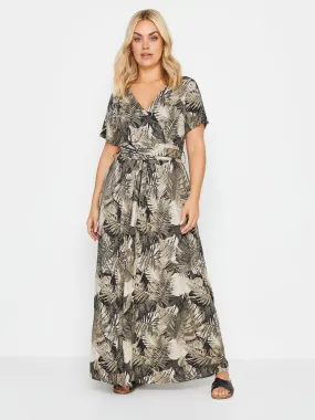 Yours Curve Leaf Print Wrap Maxi Dress