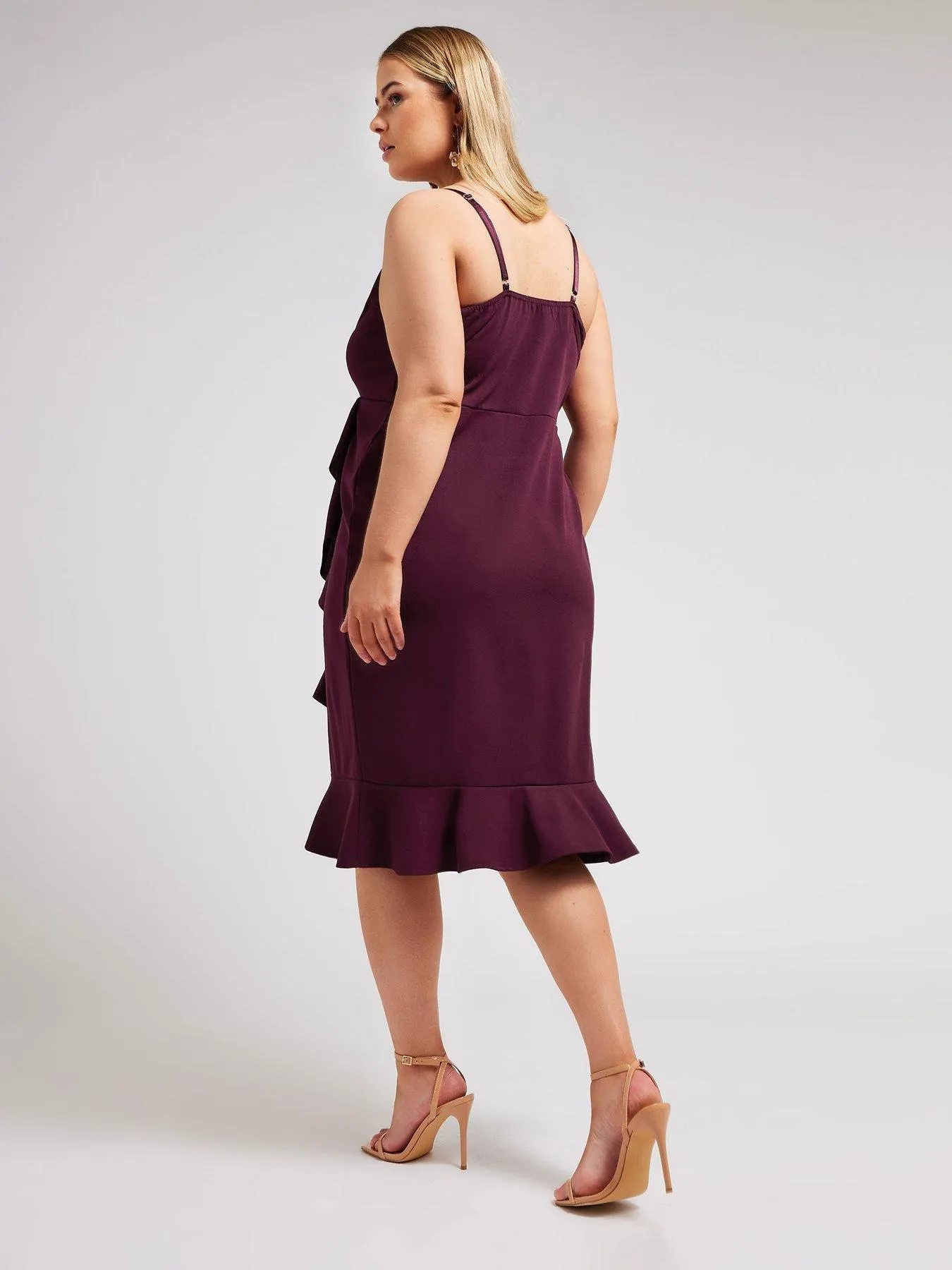 Yours Curve Ruffle Wrap Dress - Purple