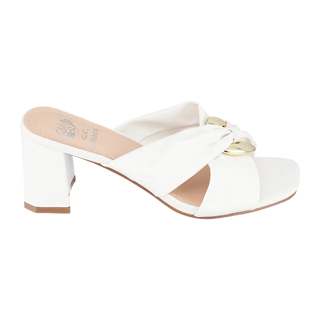 Zane White Heeled Sandals