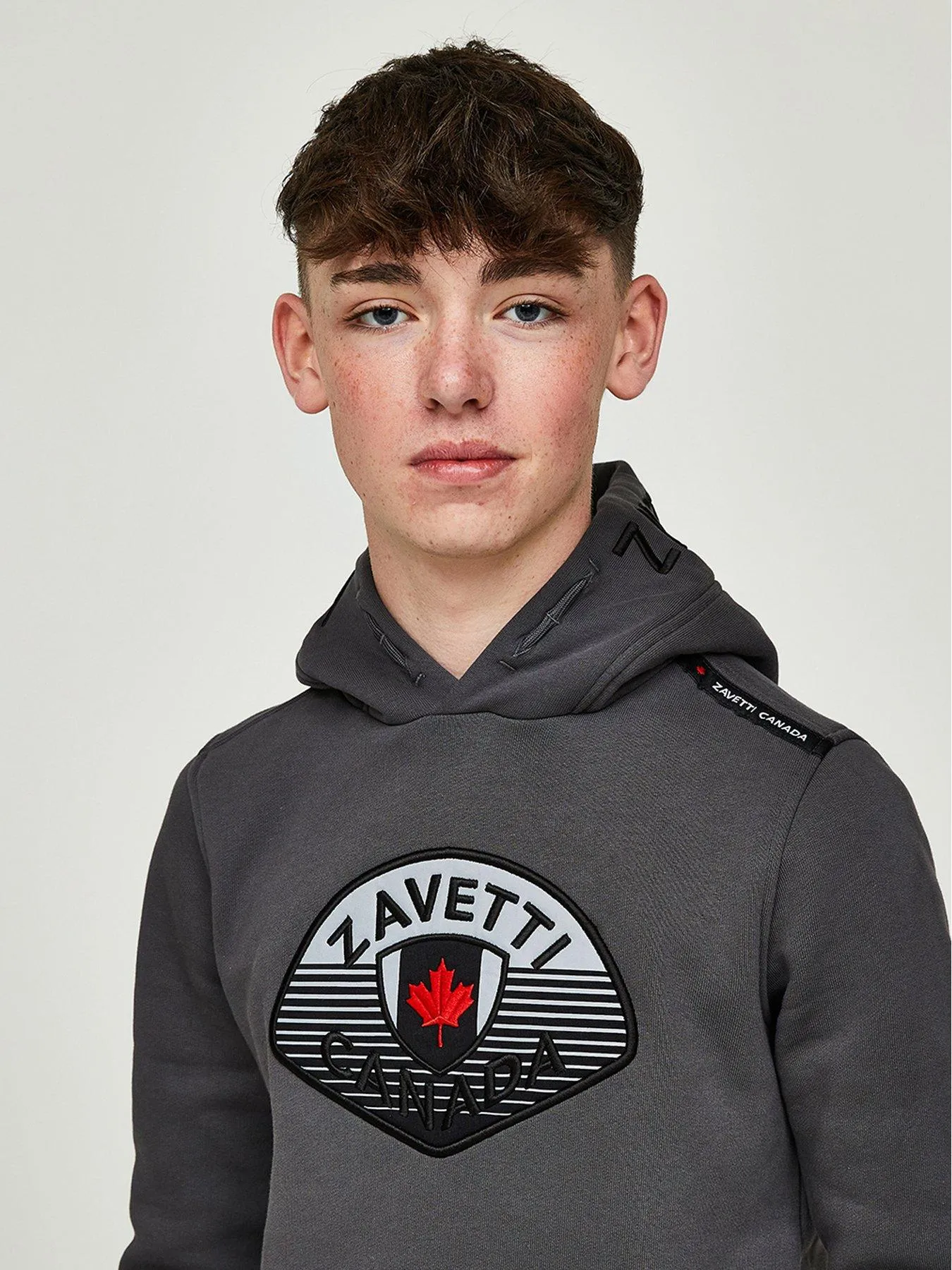 Zavetti Canada Zavetti Junior Boys Botticini Reflective Over The Head Hoodie - Dark Grey