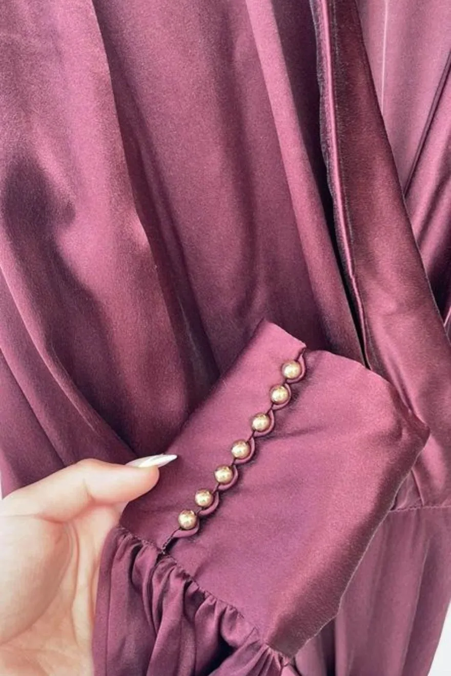 ----Zimmermann   ----Silk Wrap Midi Dress (Burgundy) ---