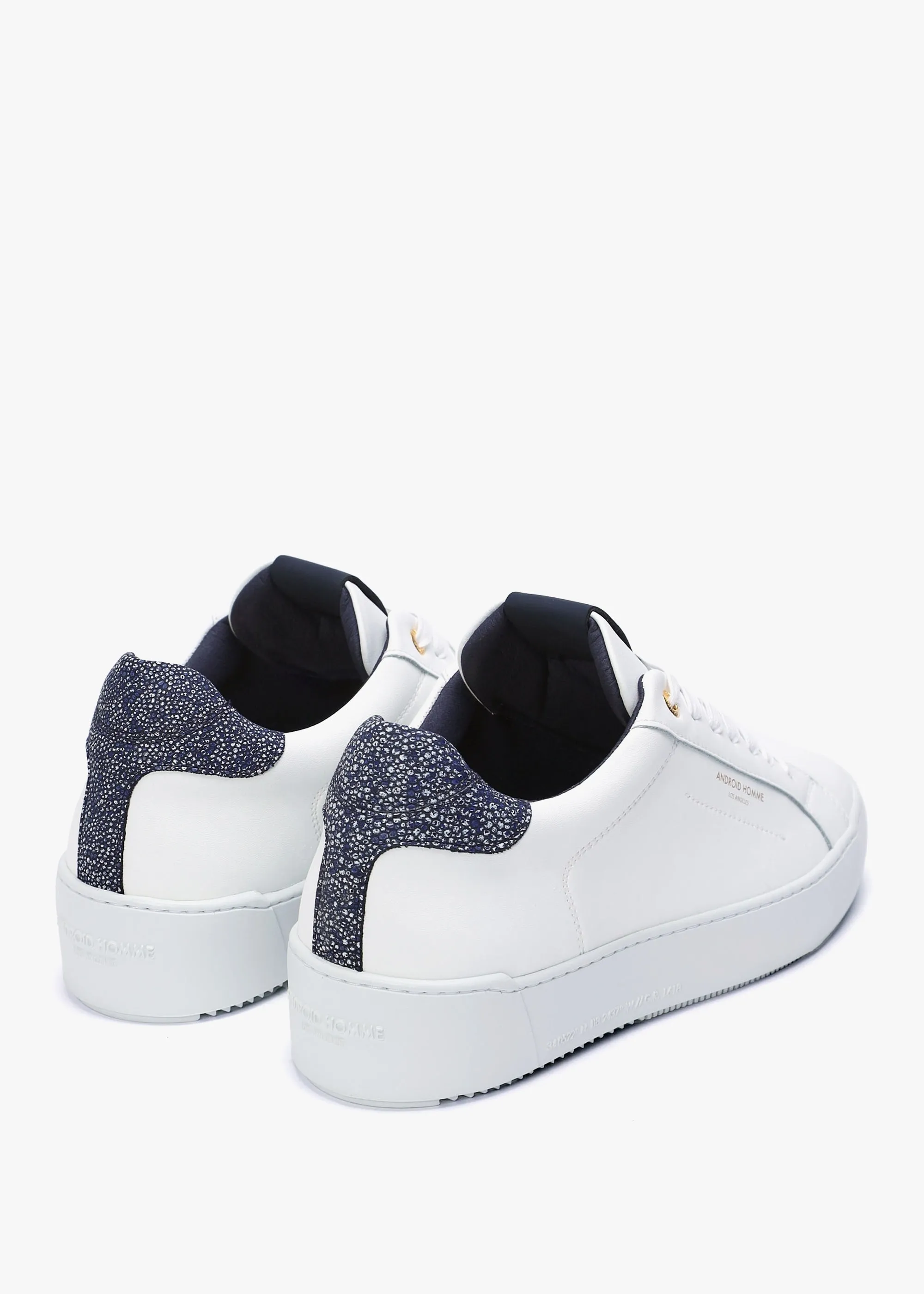 Zuma White Leather Navy Reflective Caviar Trainers