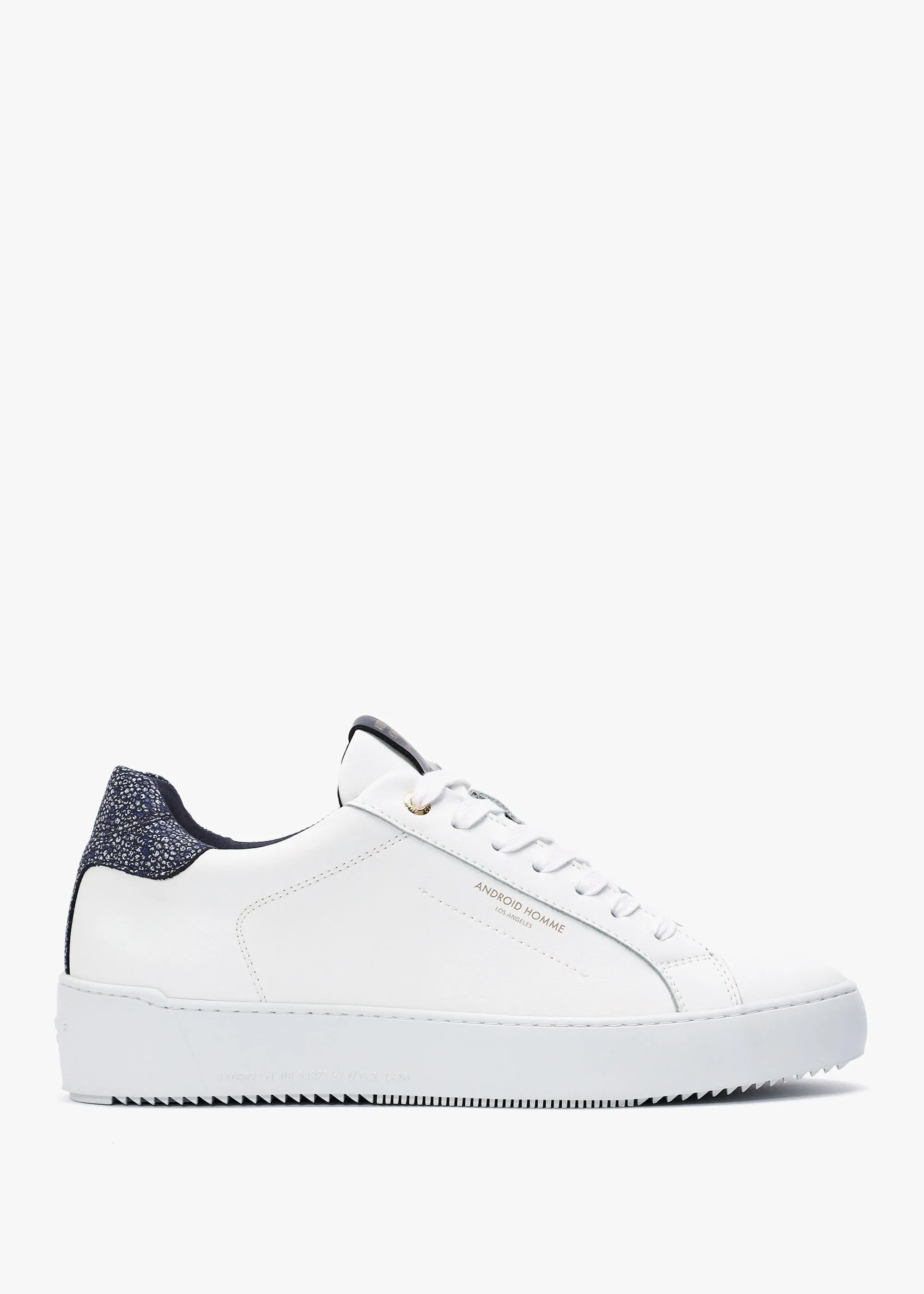 Zuma White Leather Navy Reflective Caviar Trainers