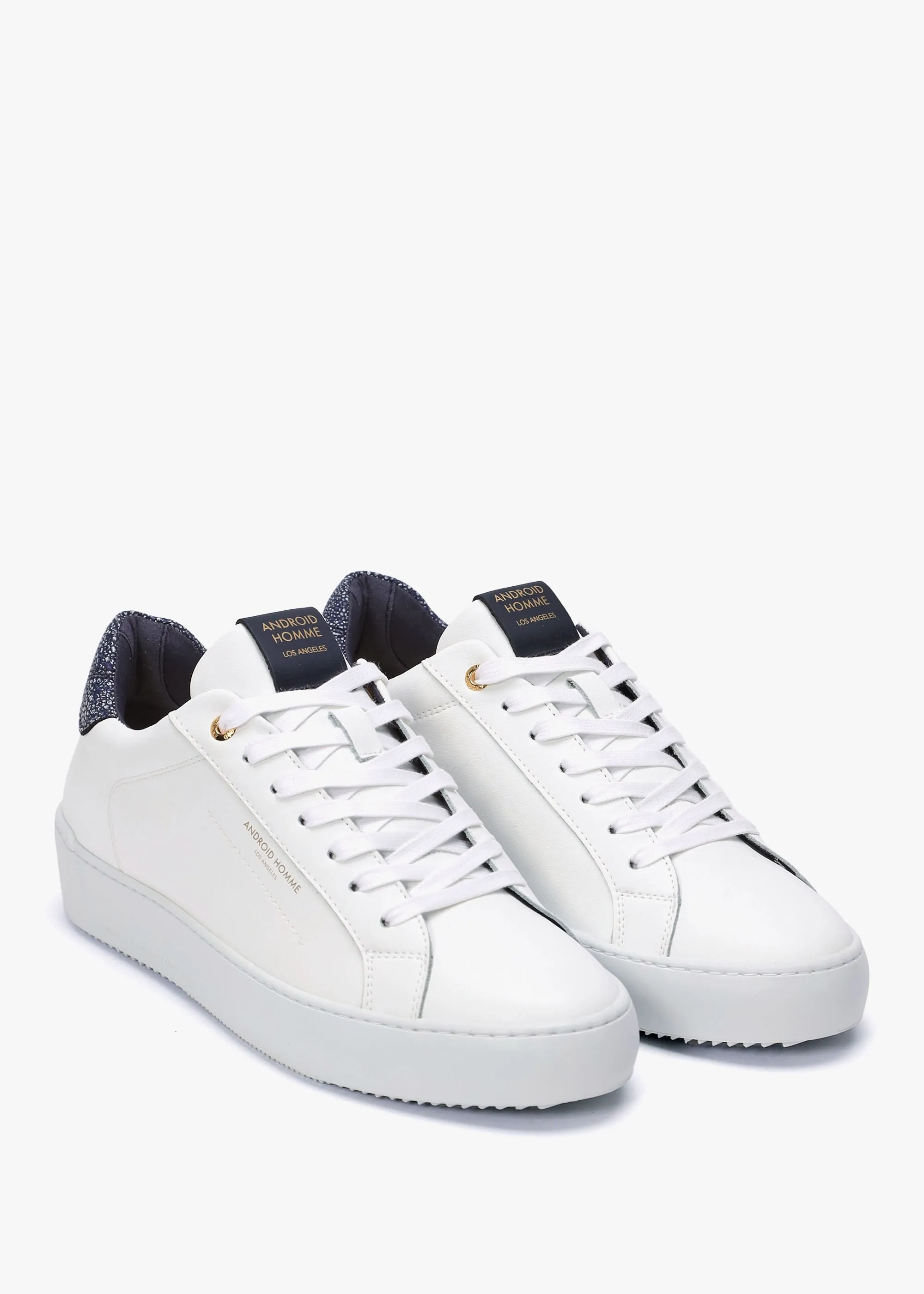 Zuma White Leather Navy Reflective Caviar Trainers